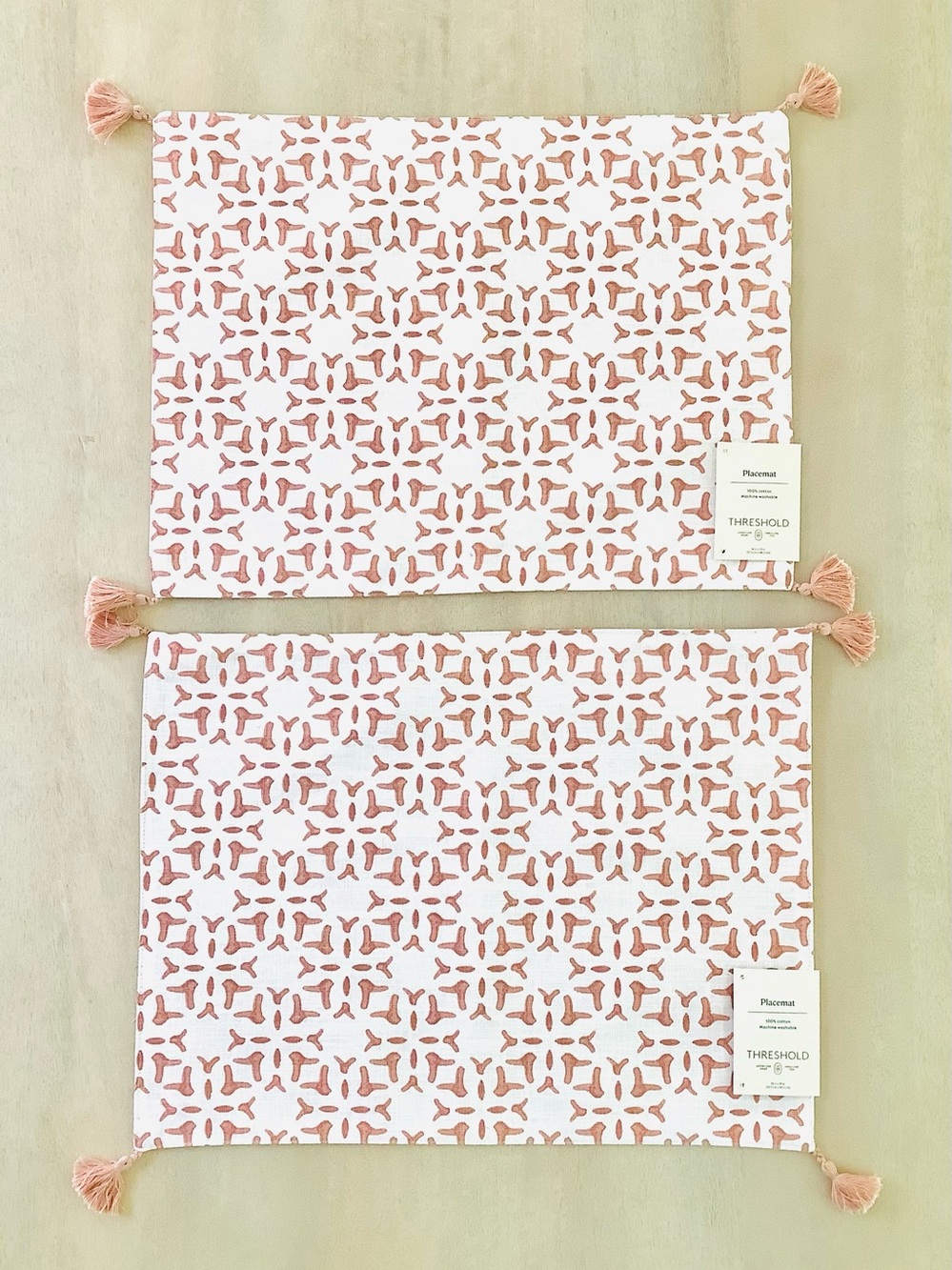 Threshold 2 Pink Geometric Print Reversible Placemats